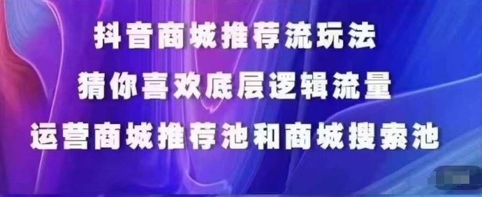 抖音商城运营课程，猜你喜欢入池商城搜索商城推荐人群标签覆盖-928网创