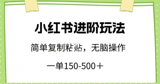 小红书进阶玩法，一单150-500+，简单复制粘贴，小白也能轻松上手【揭秘】-928网创