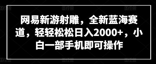 网易新游射雕，全新蓝海赛道，轻轻松松日入2000+，小白一部手机即可操作【揭秘】-928网创