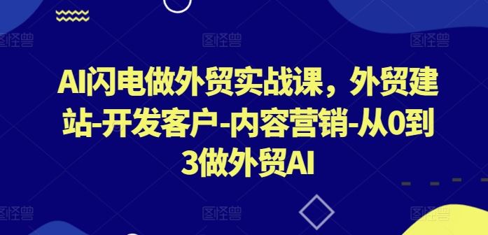 AI闪电做外贸实战课，​外贸建站-开发客户-内容营销-从0到3做外贸AI-928网创