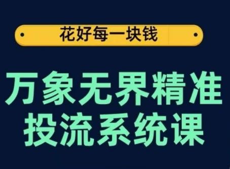 万象无界精准投流系统课，从关键词到推荐，从万象台到达摩盘，从底层原理到实操步骤-928网创