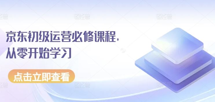 京东初级运营必修课程，从零开始学习-928网创