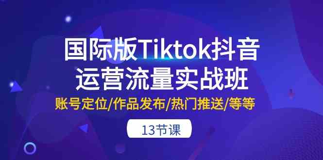 国际版Tiktok抖音运营流量实战班：账号定位/作品发布/热门推送/等等（13节）-928网创