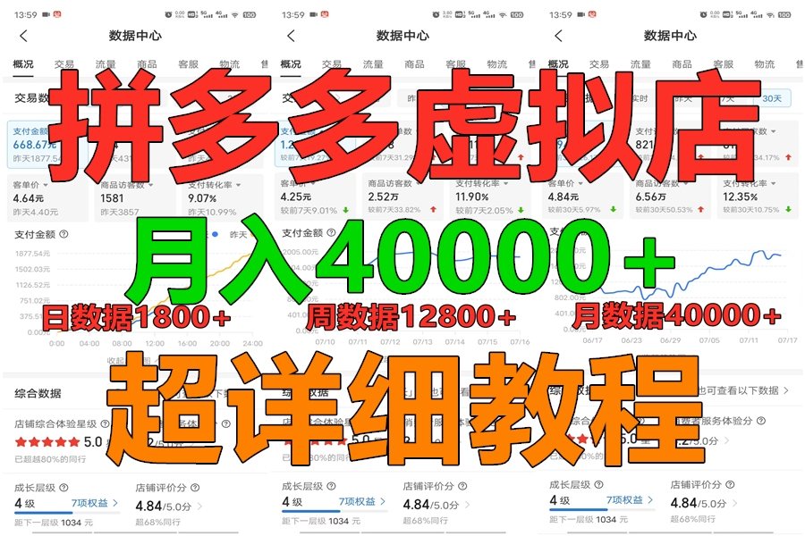 拼多多虚拟电商训练营月入40000+，全网最详细，你做你也行，暴利稳定长久-928网创