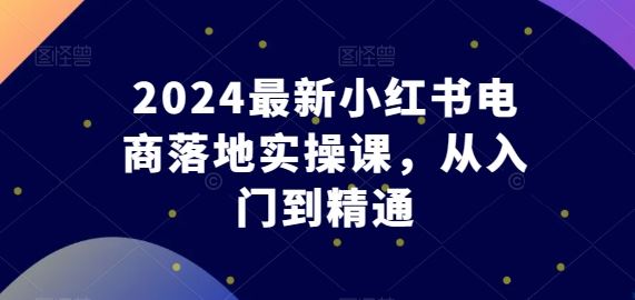 2024最新小红书电商落地实操课，从入门到精通-928网创