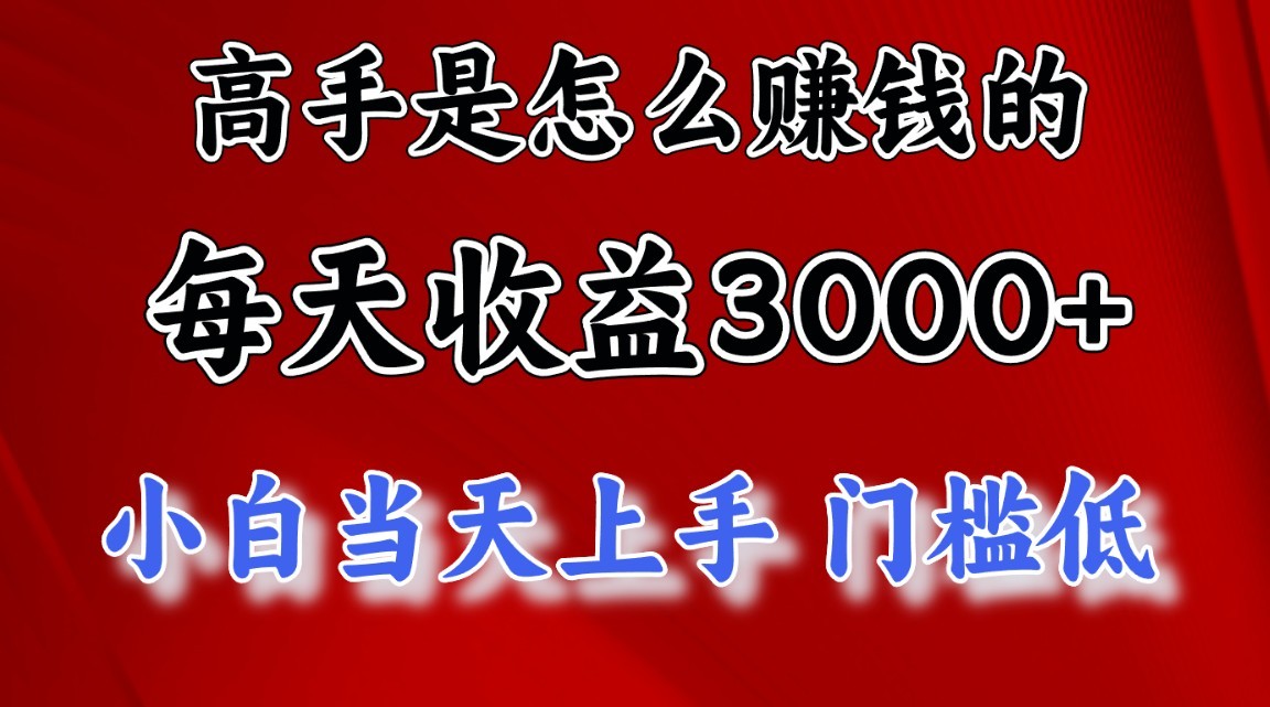 高手是怎么赚钱的，一天收益3000+，闷声发财项目，不是一般人能看懂的-928网创