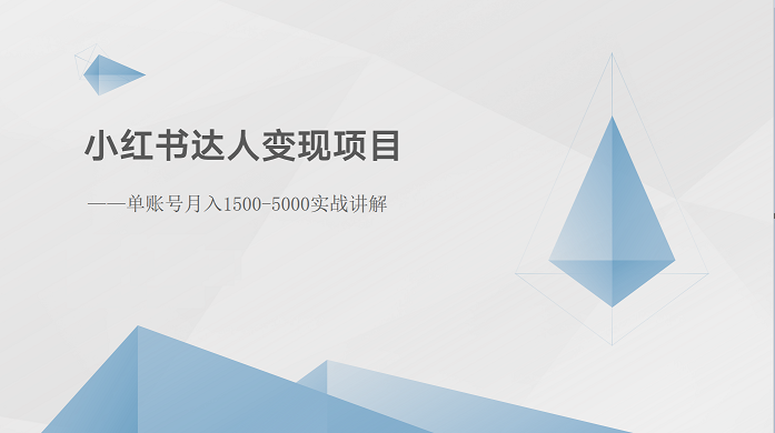 小红书达人变现项目：单账号月入1500-3000实战讲解-928网创