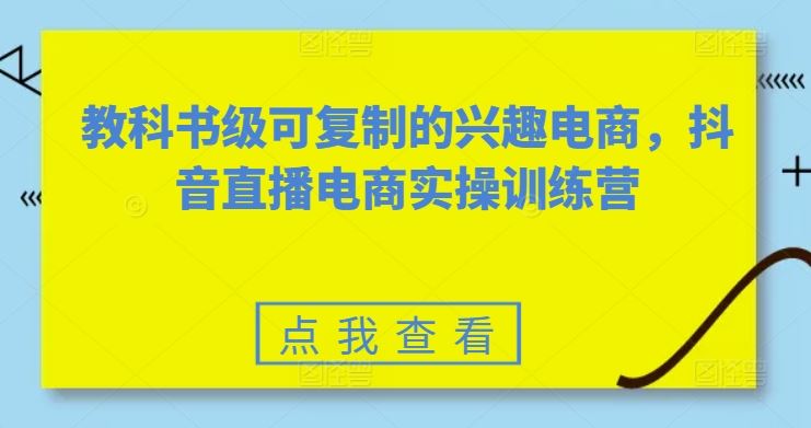 教科书级可复制的兴趣电商，抖音直播电商实操训练营-928网创