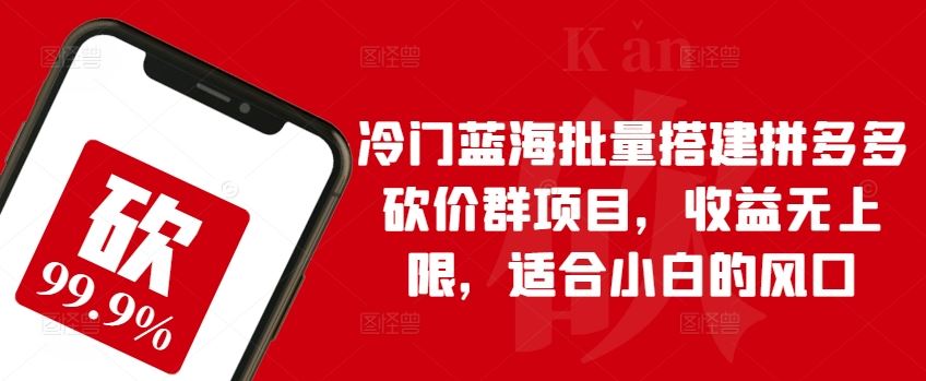 冷门蓝海批量搭建拼多多砍价群项目，收益无上限，适合小白的风口【揭秘】-928网创