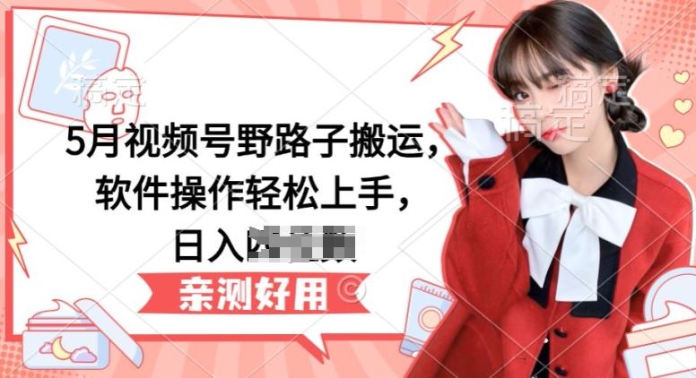 5月视频号野路子搬运，软件操作轻松上手，日入三位数【揭秘】-928网创