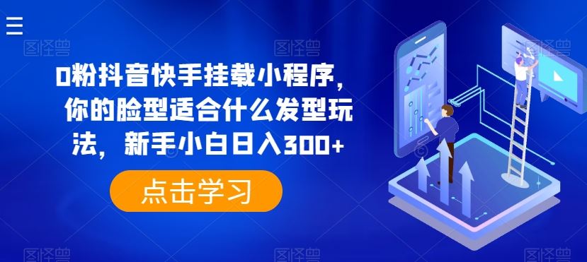 0粉抖音快手挂载小程序，你的脸型适合什么发型玩法，新手小白日入300+【揭秘】-928网创