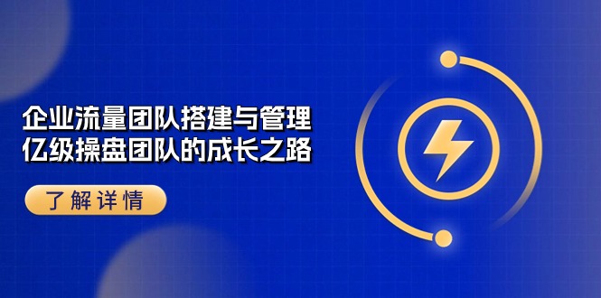 企业流量团队搭建与管理，亿级操盘团队的成长之路（28节课）-928网创