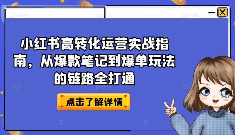 小红书高转化运营实战指南，从爆款笔记到爆单玩法的链路全打通-928网创