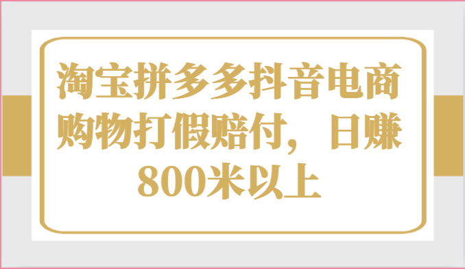 淘宝拼多多抖音电商购物打假赔付，日赚800米以上-928网创