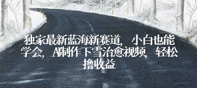 独家最新蓝海新赛道，小白也能学会，AI制作下雪治愈视频，轻松撸收益【揭秘】-928网创