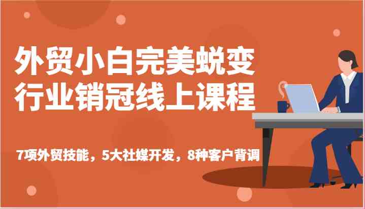 外贸小白完美蜕变行业销冠线上课程-7项外贸技能，5大社媒开发，8种客户背调-928网创