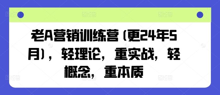 老A营销训练营(更24年5月)，轻理论，重实战，轻概念，重本质-928网创