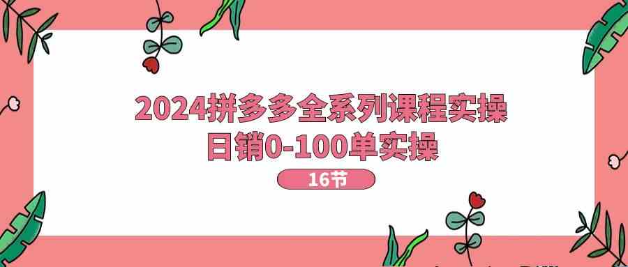 2024拼多多全系列课程实操，日销0-100单实操【16节课】-928网创
