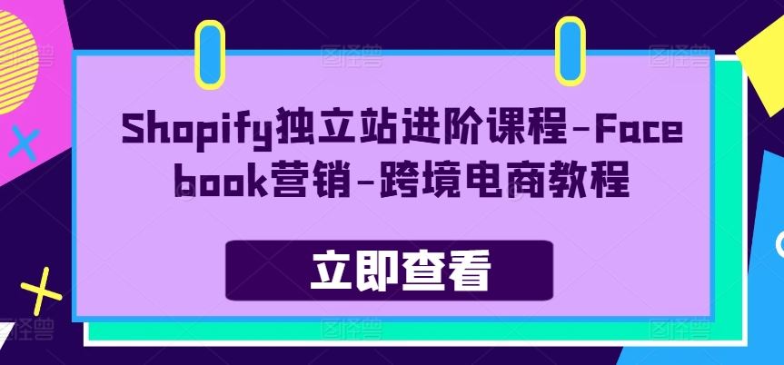 Shopify独立站进阶课程-Facebook营销-跨境电商教程-928网创