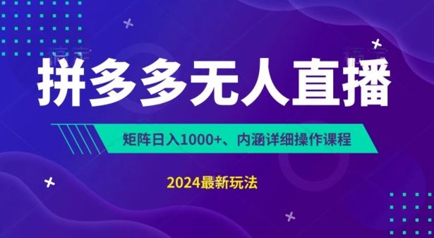 拼多多无人直播不封号，0投入，3天必起，无脑挂机，日入1k+【揭秘】-928网创