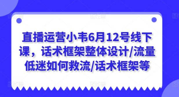 直播运营小韦6月12号线下课，话术框架整体设计/流量低迷如何救流/话术框架等-928网创