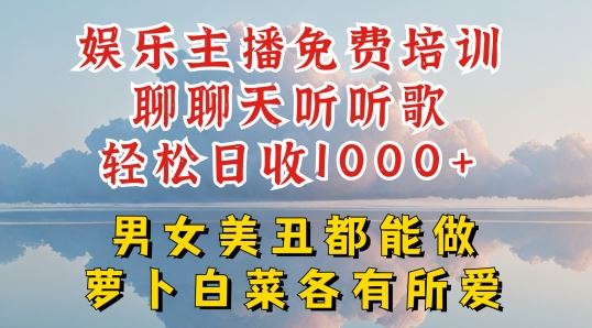 娱乐主播免费培训聊聊天听听歌轻松日收1K+，男女美丑都能做萝卜白菜各有所爱【揭秘】-928网创
