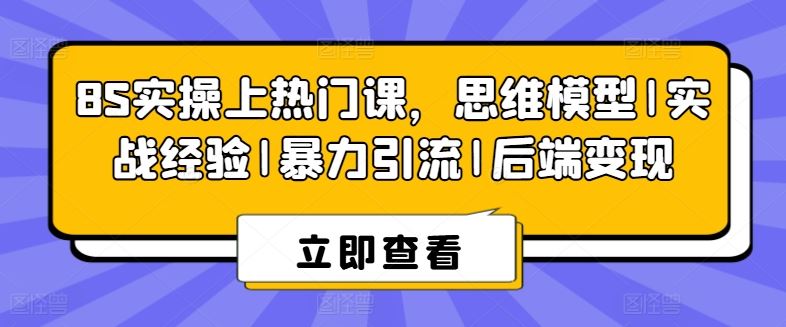 8S实操上热门课，思维模型|实战经验|暴力引流|后端变现-928网创