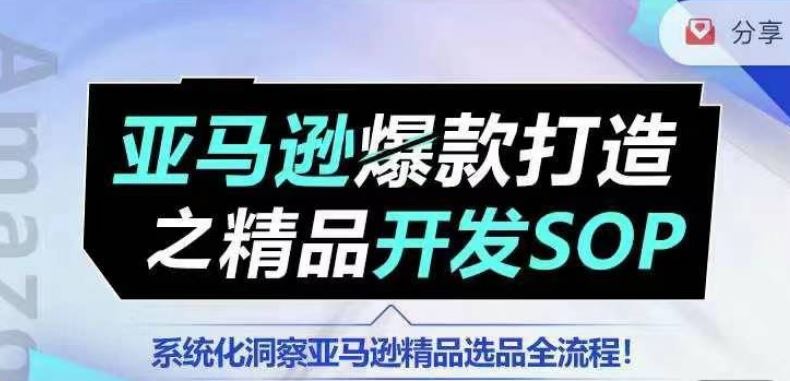 【训练营】亚马逊爆款打造之精品开发SOP，系统化洞察亚马逊精品选品全流程-928网创