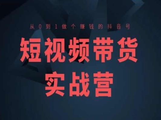 短视频带货实战营(高阶课)，从0到1做个赚钱的抖音号-928网创