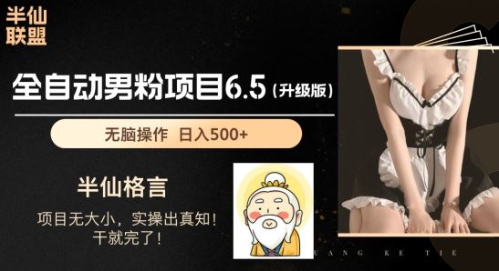 男粉项目6.5升级版，全自动男粉项目，日收入1K+【揭秘】-928网创