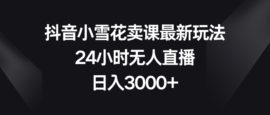 （8322期）抖音小雪花卖课最新玩法，24小时无人直播，日入3000+-928网创