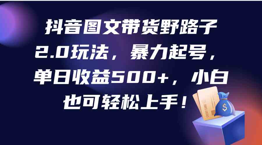 （9790期）抖音图文带货野路子2.0玩法，暴力起号，单日收益500+，小白也可轻松上手！-928网创