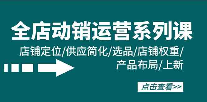 （9845期）全店·动销运营系列课：店铺定位/供应简化/选品/店铺权重/产品布局/上新-928网创