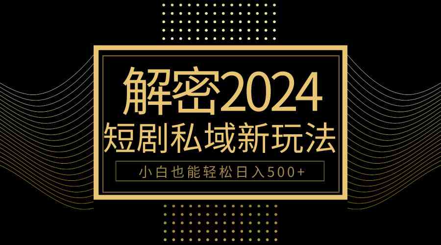 （9951期）10分钟教会你2024玩转短剧私域变现，小白也能轻松日入500+-928网创