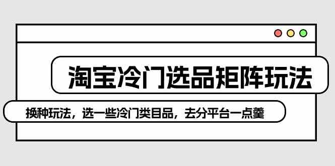 （10159期）淘宝冷门选品矩阵玩法：换种玩法，选一些冷门类目品，去分平台一点羹-928网创