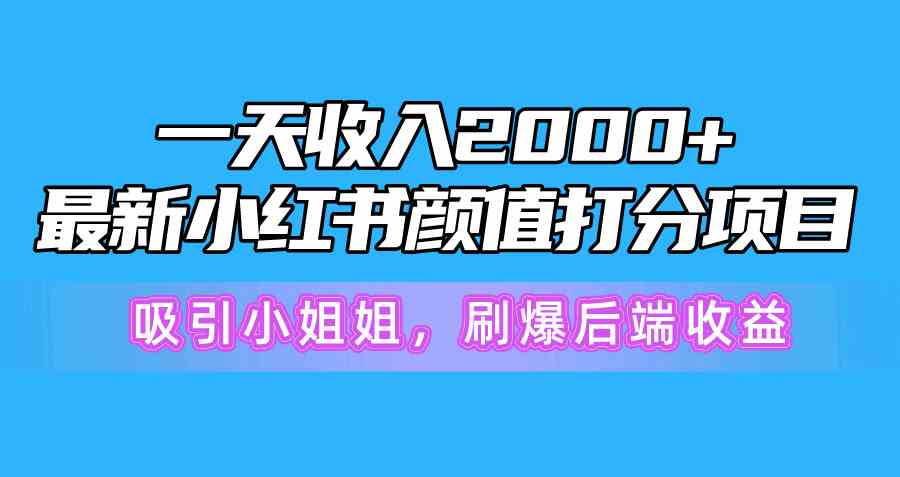 （10187期）一天收入2000+，最新小红书颜值打分项目，吸引小姐姐，刷爆后端收益-928网创