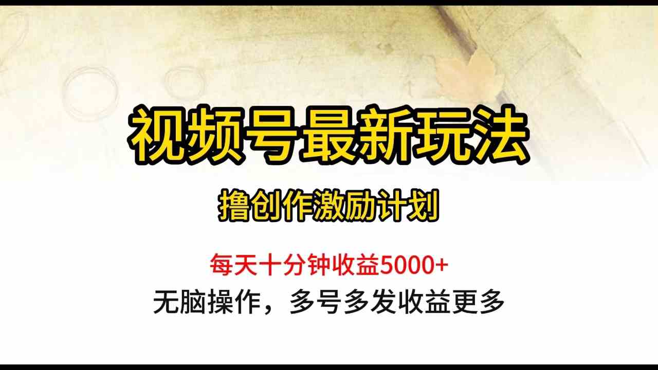 （10087期）视频号最新玩法，每日一小时月入5000+-928网创