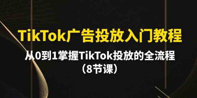 （10085期）TikTok广告投放入门教程，从0到1掌握TikTok投放的全流程（8节课）-928网创