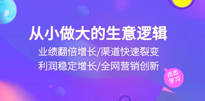 （10438期）从小做大生意逻辑：业绩翻倍增长/渠道快速裂变/利润稳定增长/全网营销创新-928网创