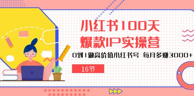 （10490期）小红书100天-爆款IP实操营，0到1做高价值小红书号 每月多赚3000+（16节）-928网创
