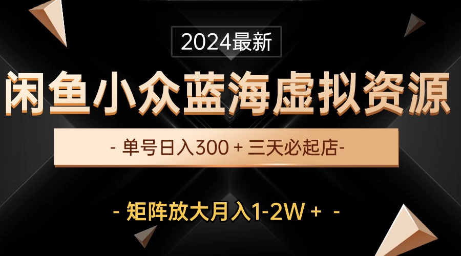（10336期）最新闲鱼小众蓝海虚拟资源，单号日入300＋，三天必起店，矩阵放大月入1-2W-928网创