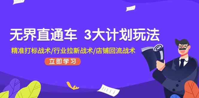 无界直通车3大计划玩法，精准打标战术/行业拉新战术/店铺回流战术-928网创