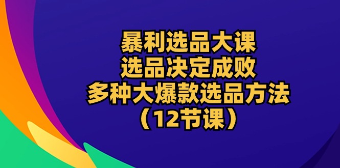 （10521期）暴利 选品大课：选品决定成败，教你多种大爆款选品方法（12节课）-928网创