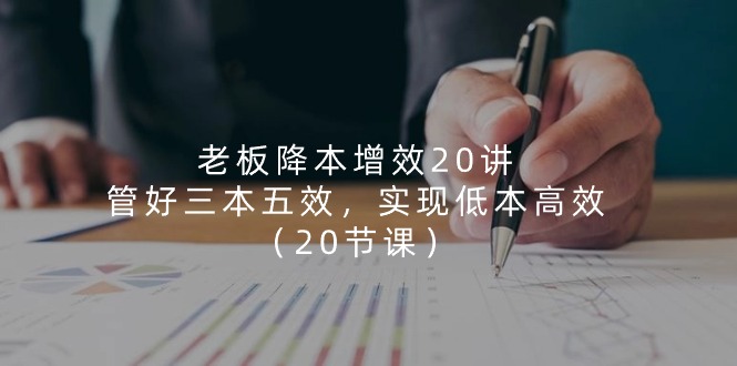 （11238期）老板 降本增效20讲，管好 三本五效，实现低本高效（20节课）-928网创