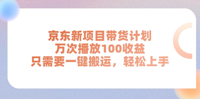 （11300期）京东新项目带货计划，万次播放100收益，只需要一键搬运，轻松上手-928网创