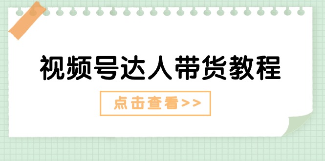 （11162期）视频号达人带货教程：达人剧情打法（长期）+达人带货广告（短期）-928网创