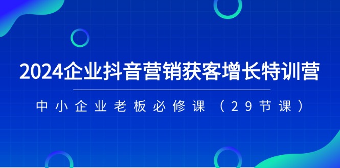 2024企业抖音营销获客增长特训营，中小企业老板必修课（29节课）-928网创