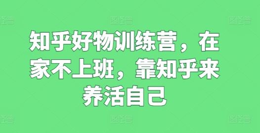 知乎好物训练营，在家不上班，靠知乎来养活自己-928网创