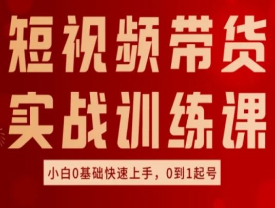 短视频带货实战训练课，好物分享实操，小白0基础快速上手，0到1起号-928网创