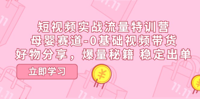 短视频实战流量特训营，母婴赛道-0基础带货，好物分享，爆量秘籍 稳定出单-928网创